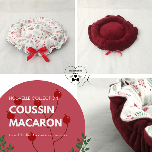 Baies rouges - coussin macaron plat